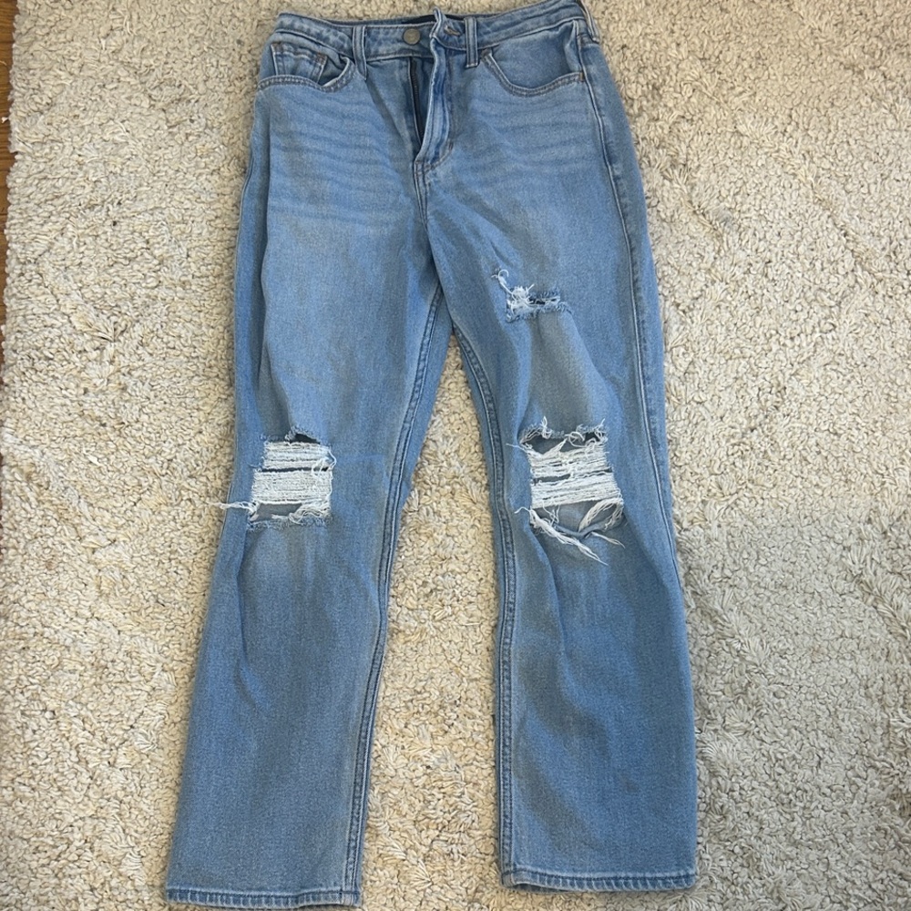 Hollister Light Blue Distressed Straight Leg Jeans